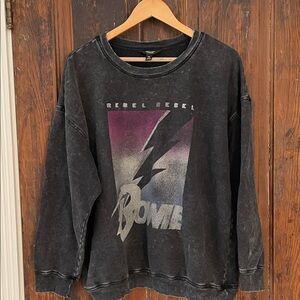 David Bowie Black Acid Wash Graphic Sweatshirt Simply Vera Vera Wang XXL